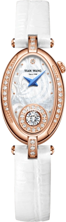 TianWang,Morbidezza ,Stainless Steel,Rose Gold,White,Quartz,Sapphire,Glass,Oval,LS3907P,LS3907P-W