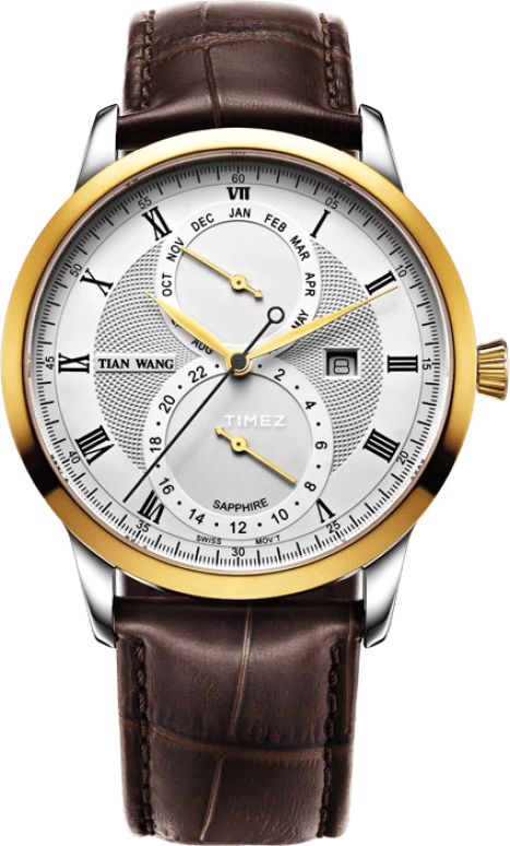 TianWang,Grace ,Stainless Steel,White,Quartz,Month,Day,GS3674T,GS3674T/3D