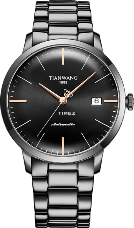 TianWang,Kunlun 40mm,40mm,Stainless Steel,Black,Automatic,Day,Glass,GS51141B,GS51141B.D.B.B