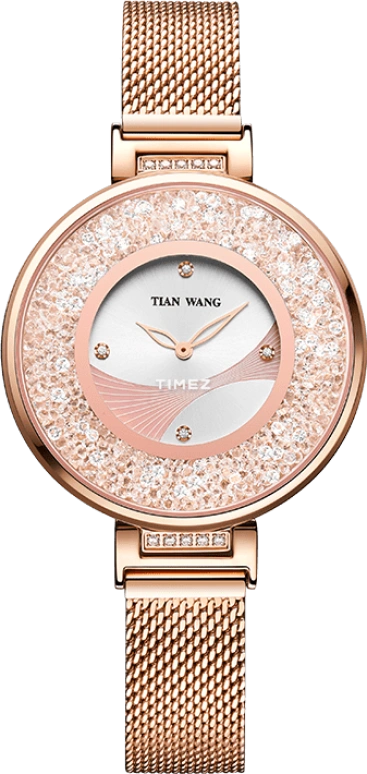 TianWang,Star ,Stainless Steel,Rose Gold,White,Quartz,Sapphire,Glass,Round,LS3952P,LS3952P.P.W