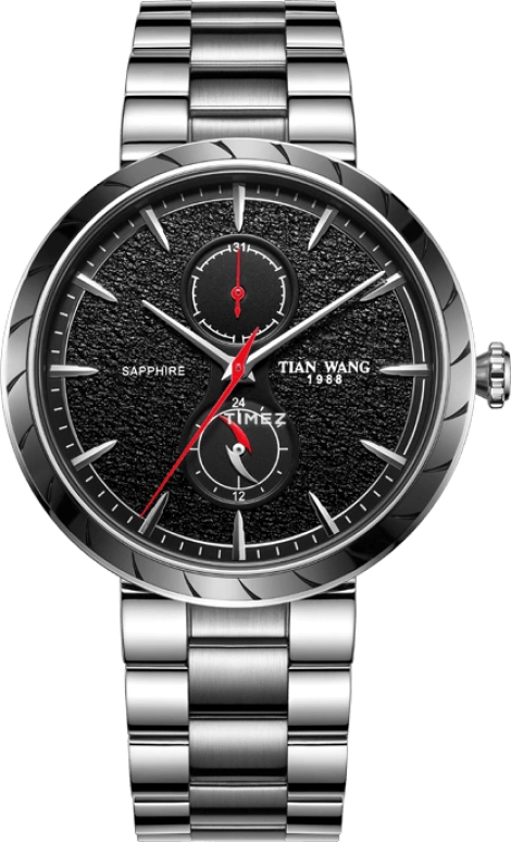 TianWang,Leader ,Stainless Steel,Black,Quartz,Chronograph,Day,GS31058CSB,GS31058CSB.DD.S.B
