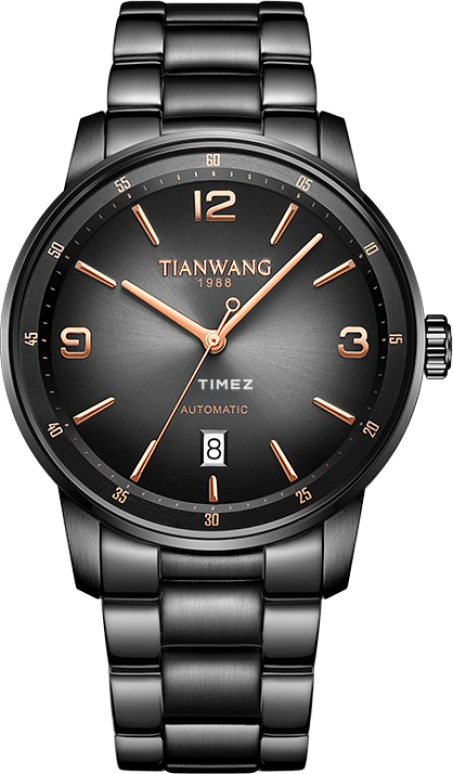 TianWang,Kunlun 42mm,42mm,Stainless Steel,Black,Automatic,Day,Sapphire,Crystal Glass,GS51207B,GS51207B.D.B.B