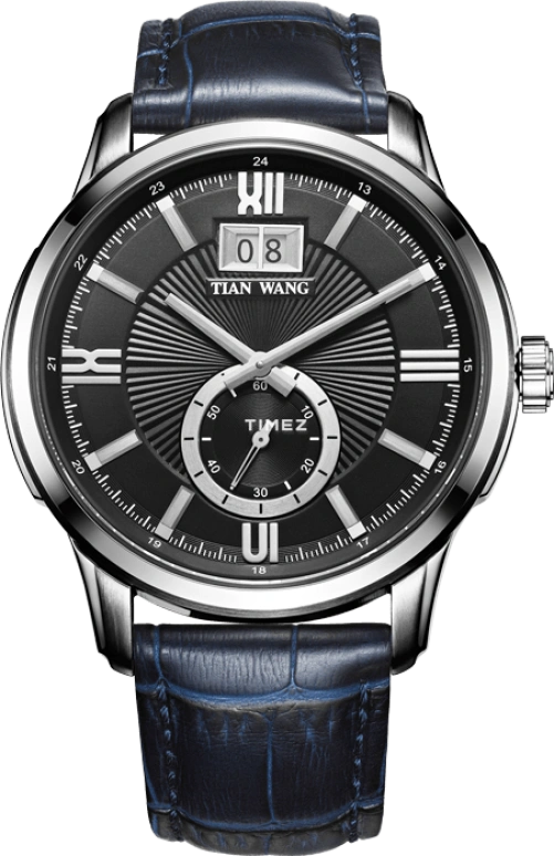 TianWang,Grace ,Stainless Steel,Black,Quartz,Day,Big Date,GS3741S,GS3741S/D-B