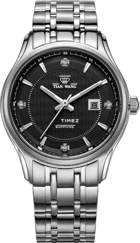 TianWang,Grace ,Stainless Steel,Black,Quartz,Day,Big Date,LS3723S,LS3723S/D