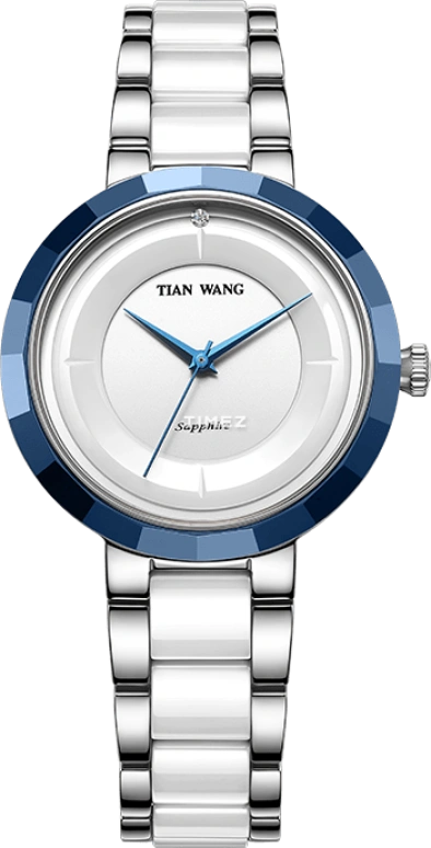 TianWang,Shine ,Stainless Steel,Ceramic,White,Quartz,Sapphire,Crystal Glass,Round,LS31098CSU,LS31098CSU.CSW.W