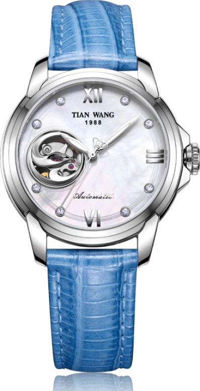 TianWang,Fille ,Stainless Steel,White,Automatic,Sapphire,Crystal Glass,Round,LS51033S,LS51033S.LU.W