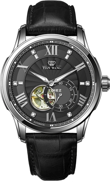 TianWang,Cardiac ,Stainless Steel,Black,Automatic,Sapphire,Glass,Round,GS5895S,GS5895S/D-B