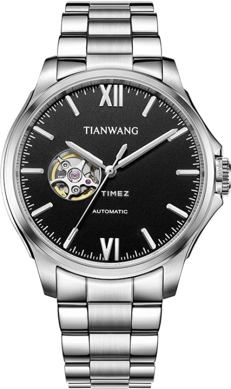 TianWang,Kunlun ,Stainless Steel,Black,Automatic,Crystal Glass,Round,GS51317S,GS51317S.S.B