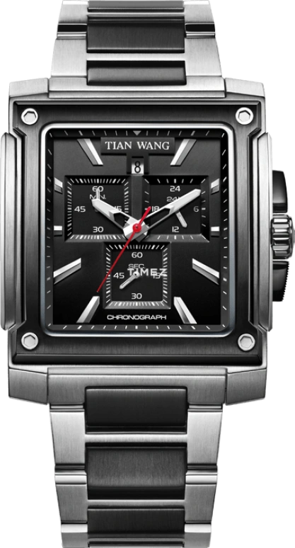 TianWang,Pioneer＆Fashionable ,Stainless Steel,Black,Automatic,Chronograph,Day,Dule Time,GS5631SB,GS5631SB/4D