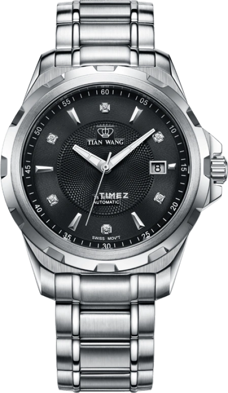 TianWang,Permanent ,Stainless Steel,Black,Automatic,Day,Sapphire,Crystal Glass,GS5676S,GS5676S/D