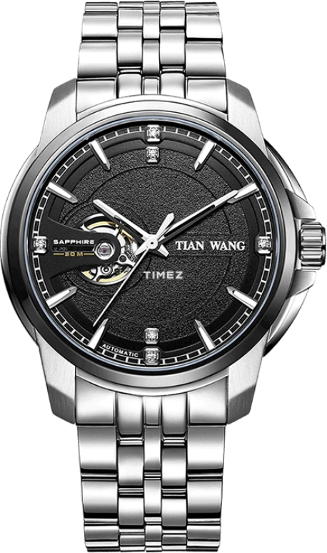 TianWang,INOVATION ,Stainless Steel,Black,Automatic,Sapphire,Crystal Glass,Round,GS51050CSB,GS51050CSB.S.B
