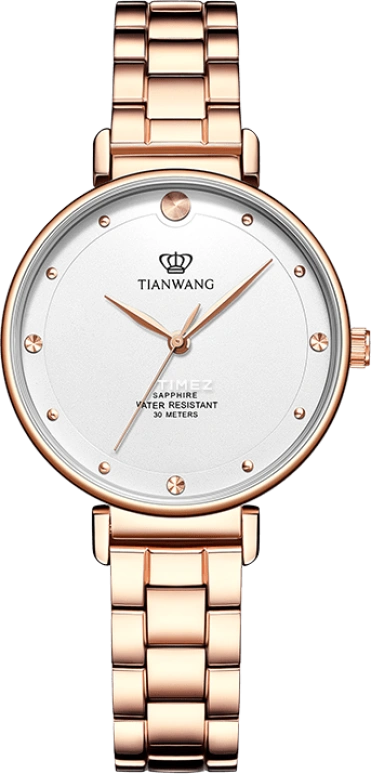 TianWang,Star ,Stainless Steel,Rose Gold,White,Quartz,Sapphire,Crystal Glass,Round,LS31169P,LS31169P.LC.W
