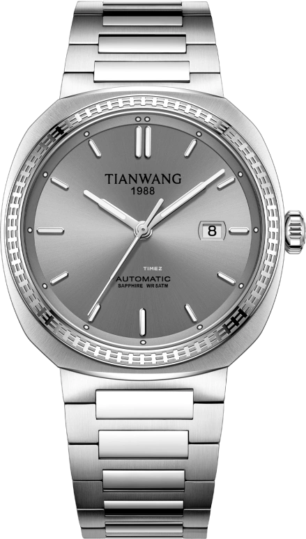 TianWang,WEI ,Stainless Steel,Grey,Automatic,Day,Crystal Glass,GS51577S,GS51577S.DSA