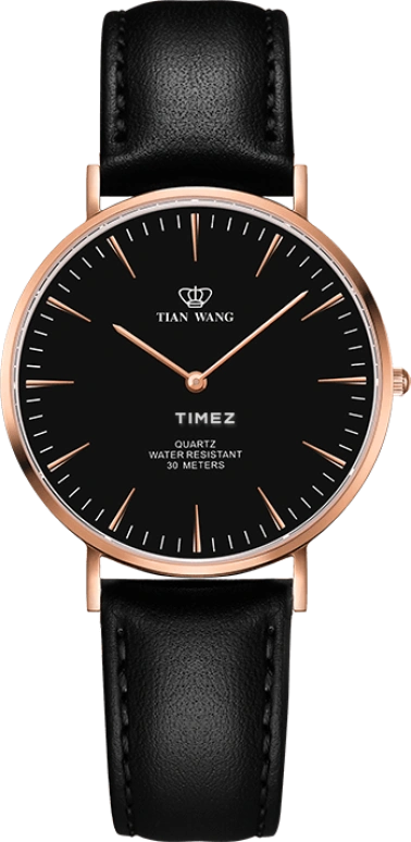 TianWang,TWINKLE ,Stainless Steel,Rose Gold,Black,Quartz,Sapphire,Glass,Round,LS3969P,LS3969P-B