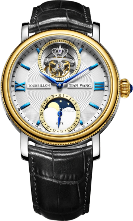 TianWang,Tianjue Tourbillon ,Stainless Steel,White,Handwound,Moonphase,Day,Tourbillon,81688