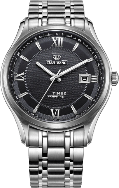 TianWang,Grace ,Stainless Steel,Black,Quartz,Day,Sapphire,Crystal Glass,GS3723S,GS3723S/D