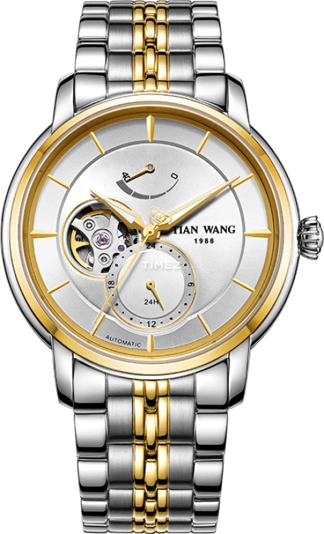 TianWang,Permanent ,Stainless Steel,Silver White,Automatic,Power Reserve Indicator,Sapphire,Crystal Glass,GS5939T,GS5939T.DD.T.W