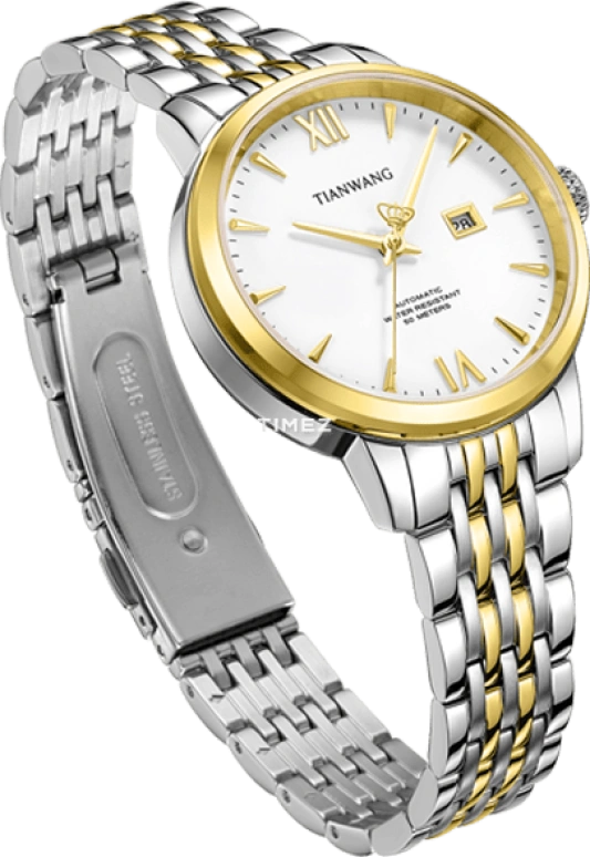 TianWang,Other ,Stainless Steel,White,Automatic,Day,Sapphire,Glass,LS51248T,LS51248T.D.T.W