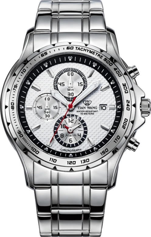 TianWang,Other ,Stainless Steel,Silver White,Quartz,Chronograph,Day,GS5648S,GS5648S/4D