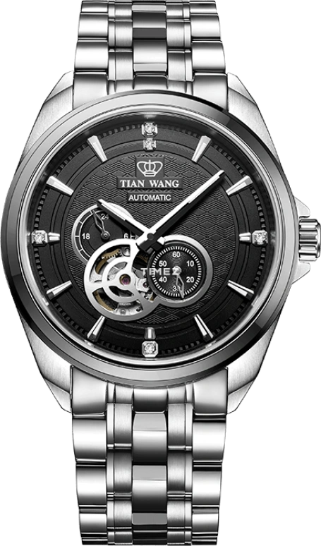 TianWang,MOUNTAINS ,Stainless Steel,Black,Automatic,Sapphire,Glass,Round,GS5810S,GS5810S/DD