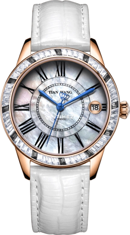 TianWang,Shine ,Stainless Steel,Rose Gold,White,Automatic,Day,Sapphire,Glass,LS5867P,LS5867P/D-W-1
