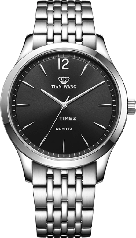 TianWang,Sea ,Stainless Steel,Black,Quartz,Glass,Round,GS3993S,GS3993S.S.B