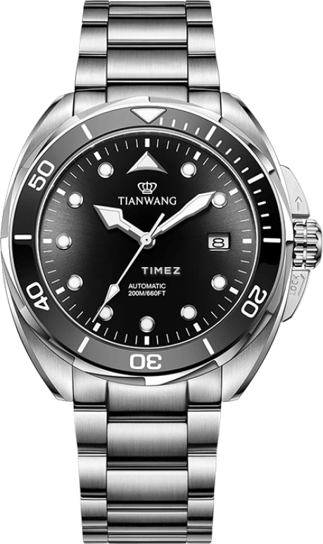 TianWang,Bluefin 43mm,43mm,Stainless Steel,Black,Automatic,Day,Crystal Glass,GS201391SB,GS201391SB.D.S.B