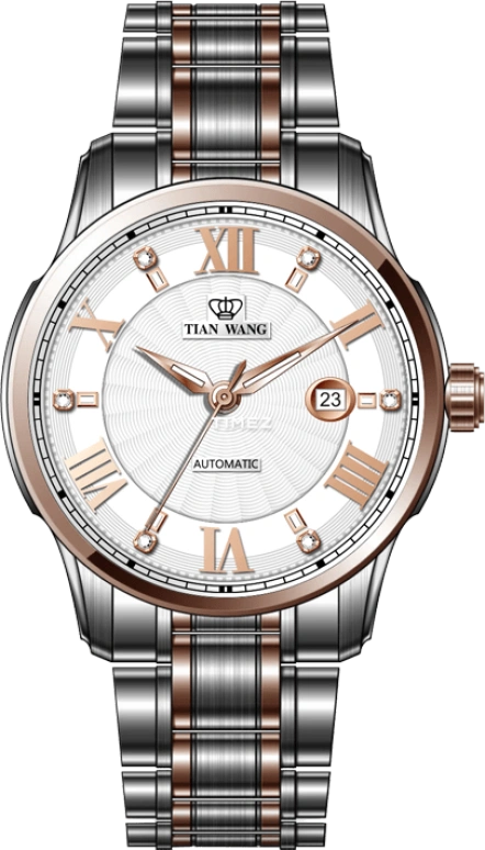 TianWang,Cardiac ,Stainless Steel,Rose Gold,White,Automatic,Day,Sapphire,Crystal Glass,LS5896TP,LS5896TP/D