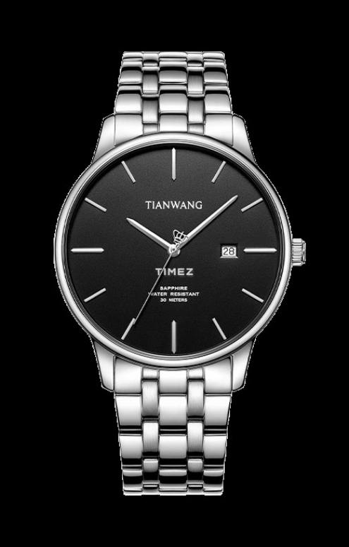 TianWang,Other 40mm,40mm,Stainless Steel,Black,Quartz,Day,Sapphire,Glass,GS31203S,GS31203S.D.S.B