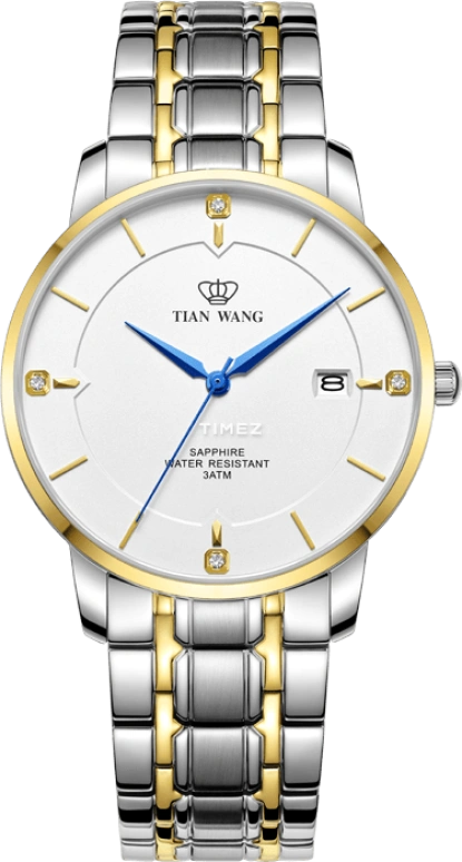 TianWang,Grace ,Stainless Steel,White,Quartz,Day,Sapphire,Glass,GS3947T,GS3947T.D.T.W