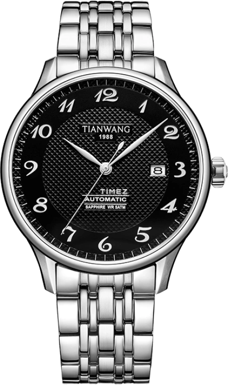 TianWang,Kunlun 42.50mm,42.50mm,Stainless Steel,Black,Automatic,Day,Crystal Glass,GS51546S,GS51546S.D.S.B