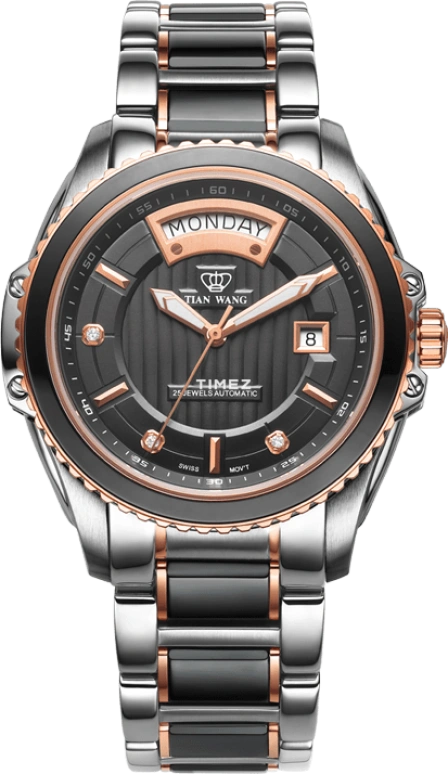TianWang,Pioneer＆Fashionable ,Stainless Steel,Rose Gold,Grey,Automatic,Date,Day,GS5657PB,GS5657PB/DD