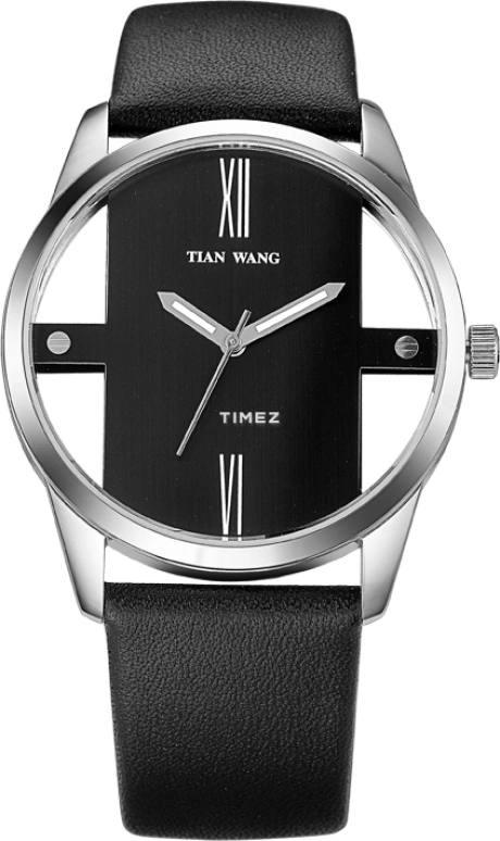 TianWang,Other ,Stainless Steel,Black,Quartz,Sapphire,Glass,Round,LS3697S