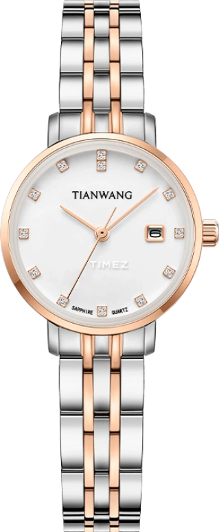 TianWang,Star 26mm,26mm,Stainless Steel,White,Quartz,Day,Crystal Glass,LS31389TP,LS31389TP.D.TP.W
