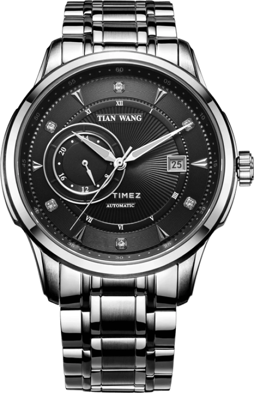 TianWang,Round Times ,Stainless Steel,Black,Automatic,Day,Sapphire,Crystal Glass,GS5737S,GS5737S/DD-B