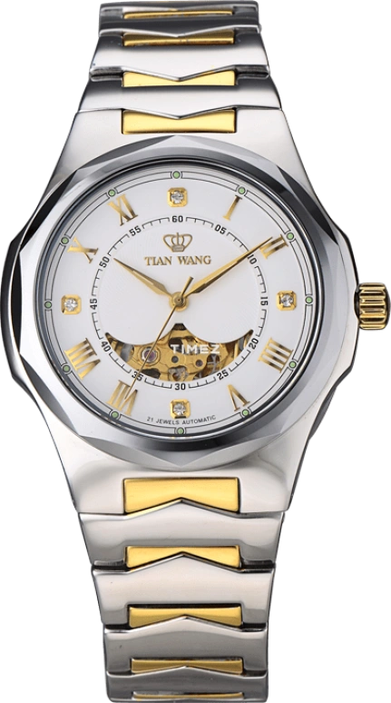 TianWang,Permanent ,Stainless Steel,White,Automatic,Day,Sapphire,Crystal Glass,GS5574T