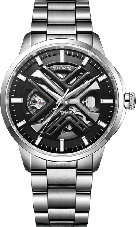 TianWang,X ,Stainless Steel,Skeleton,Automatic,Sapphire,Crystal Glass,Round,GS51171S,GS51171S.S.B