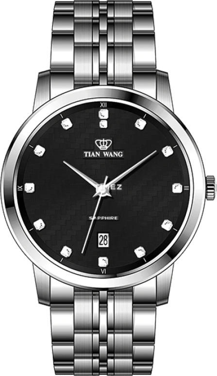 TianWang,Cardiac ,Stainless Steel,Black,Quartz,Day,Sapphire,Crystal Glass,LS3898S,LS3898S/D
