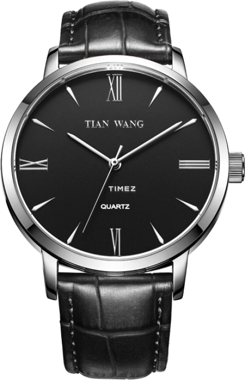 TianWang,Cardiac ,Stainless Steel,Black,Quartz,Hardlex,Glass,Round,GS3773S,GS3773S-B