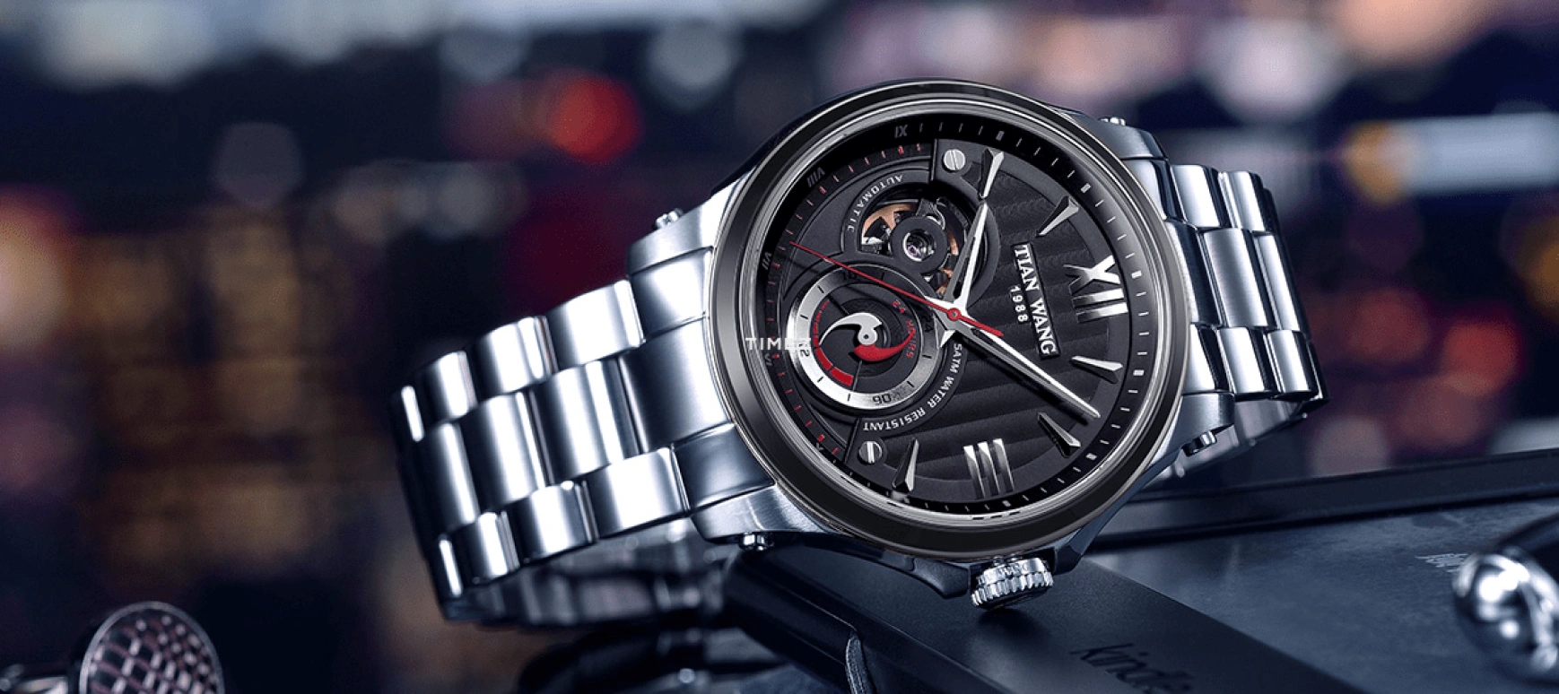 TianWang,INOVATION ,Stainless Steel,Black,Automatic,Sapphire,Crystal Glass,Round,GS51052CSB,GS51052CSB.D.S.B-2