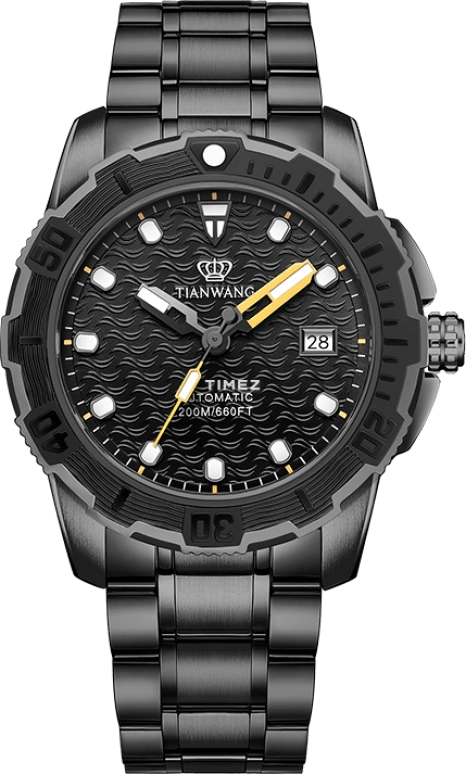 TianWang,Bluefin 43mm,43mm,Stainless Steel,Black,Automatic,Day,Sapphire,Crystal Glass,GS201180B,GS201180B.D.B.B