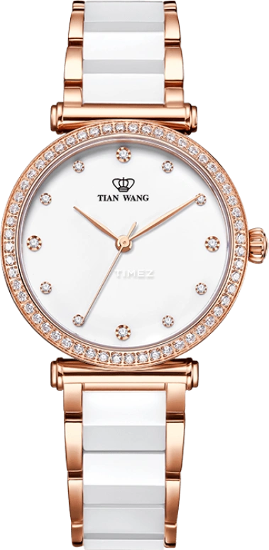 TianWang,MS 34.20mm,34.20mm,Stainless Steel,Rose Gold,White,Quartz,Sapphire,Crystal Glass,Round,LS31044P,LS31044P.CPW.W