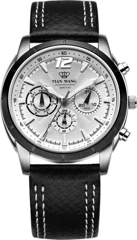 TianWang,Other ,Stainless Steel,White,Quartz,Date,Day,Dule Time,GS5756SB,GS5756SB/3D-A