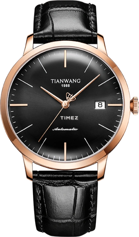 TianWang,Kunlun 40mm,40mm,Stainless Steel,Black,Automatic,Day,Glass,GS51142P,GS51142P.D.LB.B