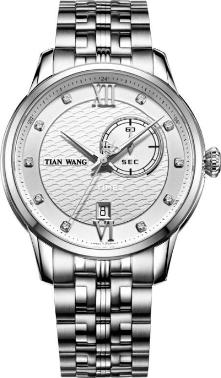 TianWang,Leader ,Stainless Steel,White,Quartz,Day,Sapphire,Glass,GS3766S,GS3766S/DD-A