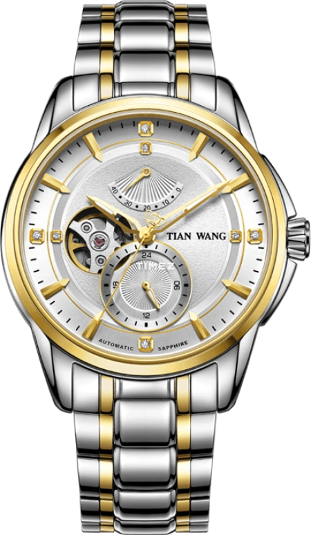 TianWang,Leader ,Stainless Steel,White,Automatic,Power Reserve Indicator,Sapphire,Glass,GS5967T,GS5967T/DD
