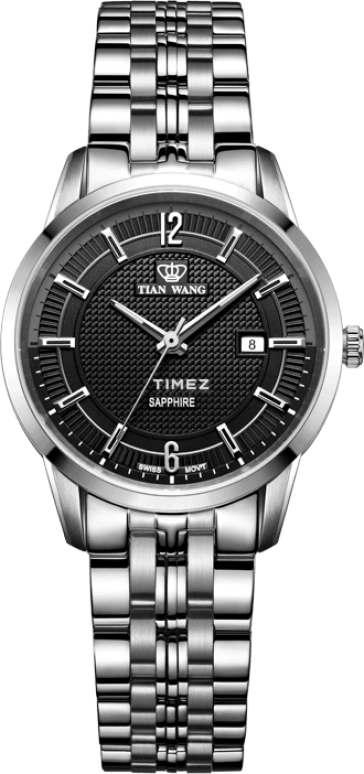 TianWang,Grace 39mm,39mm,Stainless Steel,Black,Quartz,Day,Crystal Glass,LS3815S,LS3815S/D