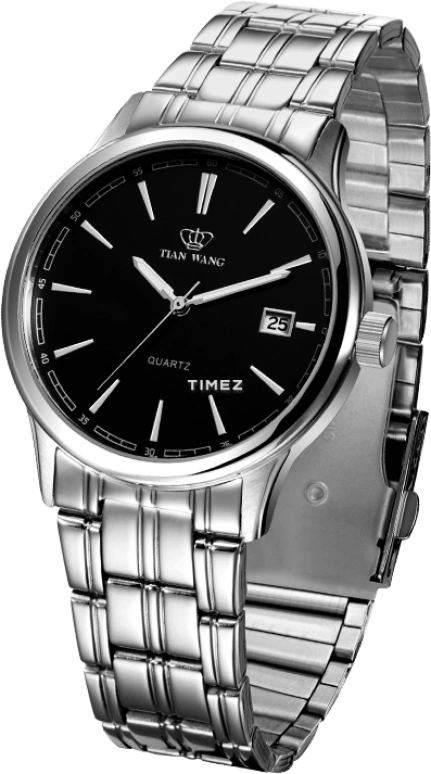 TianWang,Other ,Stainless Steel,Black,Quartz,Day,Hardlex,Glass,GS3775S,GS3775S/DB-2