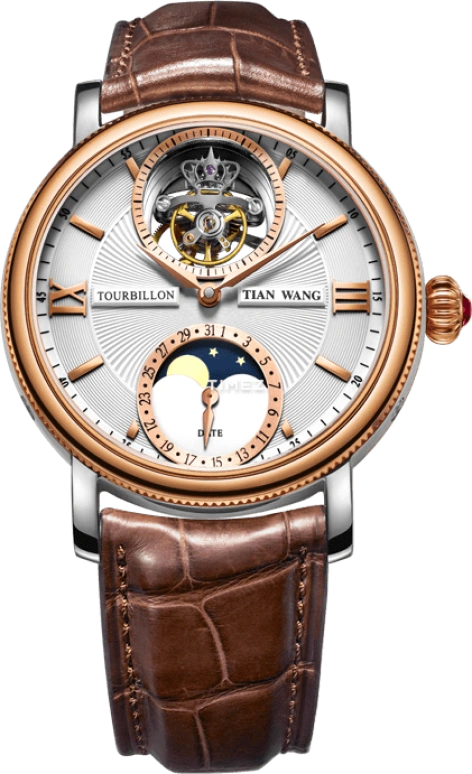 TianWang,Tianjue Tourbillon ,Stainless Steel,White,Handwound,Moonphase,Day,Tourbillon,81689