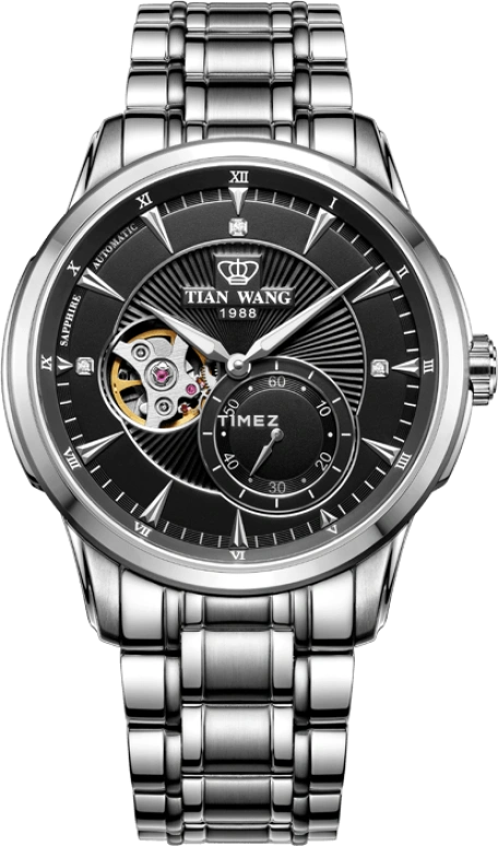 TianWang,Round Times ,Stainless Steel,Black,Automatic,Sapphire,Glass,Round,GS5962S,GS5962S/D-B